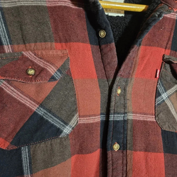 Levi's Brand Flannel Long Sleeve Shirt Button Down Lumberjack Plaid Large - Picture 3 of 12